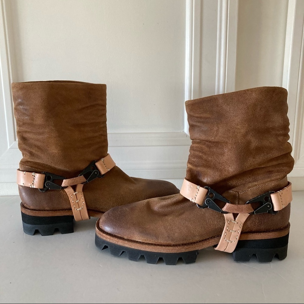 NWOT We The Free Free People Reya Harness Brown Leather Boots Sz 40